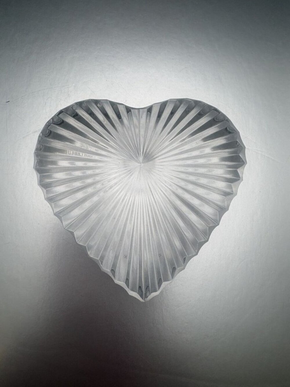 Waterford Crystal Heart-Shaped Ribbed Paperweight Clear Vintage 90s